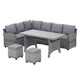 Garden 9-Seater Outdoor Dining Set Patio Furniture Wicker Lounge Table Chairs Big Discounts on Christmas Entertaining Kings Warehouse 
