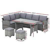 Garden 9-Seater Outdoor Dining Set Patio Furniture Wicker Lounge Table Chairs Big Discounts on Christmas Entertaining Kings Warehouse 