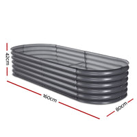 Garden Bed 160X80X42cm Oval Planter Box Raised Container Galvanised Home & Garden Kings Warehouse 