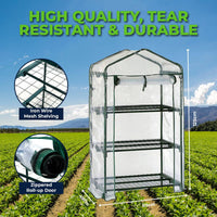 Garden Greens Greenhouse Shed 3 Tier UV Protected Cover Solid Structure 1.25m Green Houses Kings Warehouse 