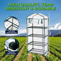 Garden Greens Greenhouse Shed 4 Tier UV Protected Cover Sturdy Structure 1.6m Green Houses Kings Warehouse 