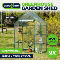 Garden Greens Greenhouse Walk-In Shed 3 Tier Solid Structure & Quality 1.95m Green Houses Kings Warehouse 