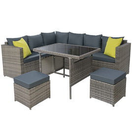 Garden Outdoor Furniture Patio Set Dining Sofa Table Chair Lounge Garden Wicker Grey Spring Savings: Outdoor Living Kings Warehouse