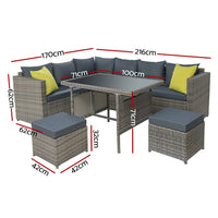 Garden Outdoor Furniture Patio Set Dining Sofa Table Chair Lounge Garden Wicker Grey Spring Savings: Outdoor Living Kings Warehouse 