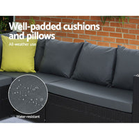 Garden Outdoor Furniture Patio Set Dining Sofa Table Chair Lounge Wicker Garden Black garden supplies Kings Warehouse 