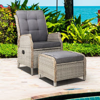 Garden Recliner Chair Sun lounge Outdoor Setting Patio Furniture Wicker Sofa Kings Warehouse 