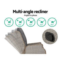 Garden Set of 2 Recliner Chairs Sun lounge Outdoor Patio Furniture Wicker Sofa Lounger Kings Warehouse 