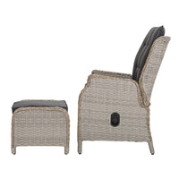 Garden Set of 2 Recliner Chairs Sun lounge Outdoor Patio Furniture Wicker Sofa Lounger Kings Warehouse 
