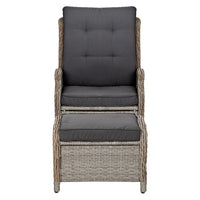 Garden Set of 2 Recliner Chairs Sun lounge Outdoor Patio Furniture Wicker Sofa Lounger Kings Warehouse 