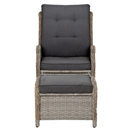 Garden Set of 2 Recliner Chairs Sun lounge Outdoor Patio Furniture Wicker Sofa Lounger Kings Warehouse 