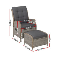 Garden Set of 2 Recliner Chairs Sun lounge Outdoor Patio Furniture Wicker Sofa Lounger Kings Warehouse 