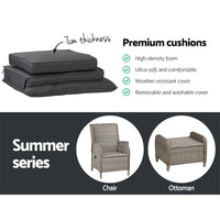 Garden Set of 2 Recliner Chairs Sun lounge Outdoor Patio Furniture Wicker Sofa Lounger Kings Warehouse 