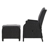 Garden Set of 2 Recliner Chairs Sun lounge Outdoor Setting Patio Furniture Wicker Sofa Kings Warehouse 