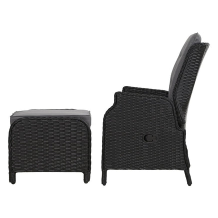 Garden Set of 2 Recliner Chairs Sun lounge Outdoor Setting Patio Furniture Wicker Sofa Kings Warehouse 