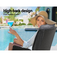 Garden Set of 2 Recliner Chairs Sun lounge Outdoor Setting Patio Furniture Wicker Sofa Kings Warehouse 