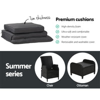 Garden Set of 2 Recliner Chairs Sun lounge Outdoor Setting Patio Furniture Wicker Sofa Kings Warehouse 