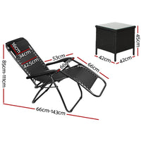 Garden Sun Lounge Zero Gravity Chair Table Outdoor Folding Recliner Reclining Kings Warehouse 