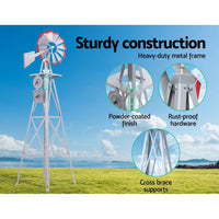 Garden Windmill 6FT 186cm Metal Ornaments Outdoor Decor Ornamental Wind Will Home & Garden Kings Warehouse 