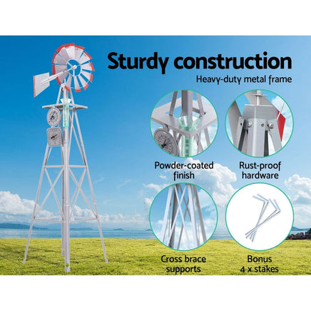 Garden Windmill 8FT 245cm Metal Ornaments Outdoor Decor Ornamental Wind Will Home & Garden Kings Warehouse 
