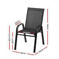 Gardeon 2PC Outdoor Dining Chairs Stackable Lounge Chair Patio Furniture Black Furniture Kings Warehouse 