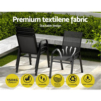Gardeon 2PC Outdoor Dining Chairs Stackable Lounge Chair Patio Furniture Black Furniture Kings Warehouse 