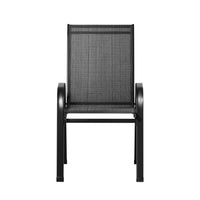Gardeon 2PC Outdoor Dining Chairs Stackable Lounge Chair Patio Furniture Black Furniture Kings Warehouse 