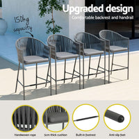 Gardeon 5-Piece Outdoor Bar Set Dining Table Rope Chair Patio Bistro Set Furniture Kings Warehouse 