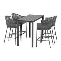 Gardeon 5-Piece Outdoor Bar Set Dining Table Rope Chair Patio Bistro Set Furniture Kings Warehouse 