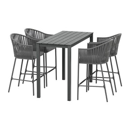 Gardeon 5-Piece Outdoor Bar Set Dining Table Rope Chair Patio Bistro Set Furniture Kings Warehouse 