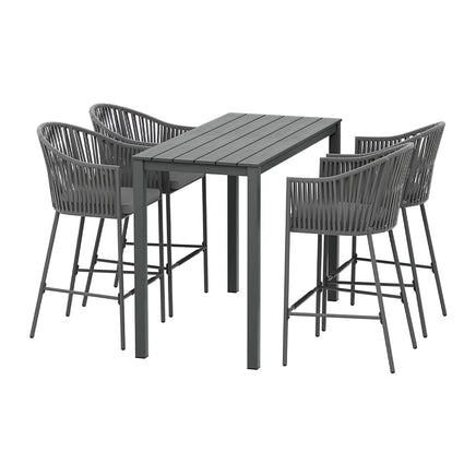 Gardeon 5-Piece Outdoor Bar Set Dining Table Rope Chair Patio Bistro Set Furniture Kings Warehouse 