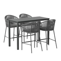 Gardeon 5-Piece Outdoor Bar Set Dining Table Rope Chair Patio Bistro Set Furniture Kings Warehouse 