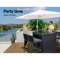 Gardeon 5-Piece Outdoor Bar Set Dining Table Stools Wicker Patio Setting Furniture Kings Warehouse 