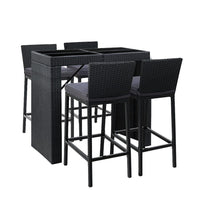 Gardeon 5-Piece Outdoor Bar Set Dining Table Stools Wicker Patio Setting Furniture Kings Warehouse 