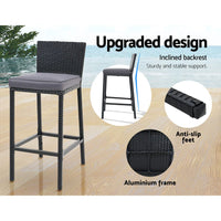 Gardeon 5-Piece Outdoor Bar Set Dining Table Stools Wicker Patio Setting Furniture Kings Warehouse 