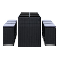 Gardeon 7-Piece Outdoor Bar Set Dining Table Stools Wicker Patio Setting Furniture Kings Warehouse 