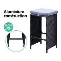 Gardeon 7-Piece Outdoor Bar Set Dining Table Stools Wicker Patio Setting Furniture Kings Warehouse 