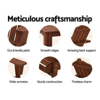 Gardeon Adirondack Outdoor Chairs Wooden Beach Chair Patio Furniture Garden Brown Furniture Kings Warehouse 