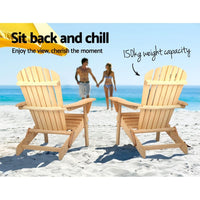 Gardeon Adirondack Outdoor Chairs Wooden Beach Chair Patio Furniture Garden Natural Furniture Kings Warehouse 