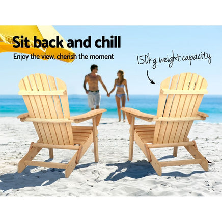 Gardeon Adirondack Outdoor Chairs Wooden Beach Chair Patio Furniture Garden Natural Furniture Kings Warehouse 
