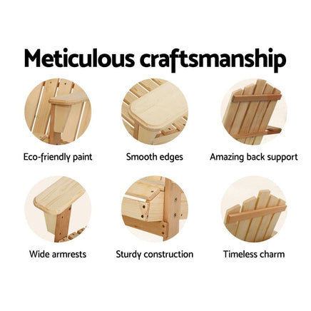 Gardeon Adirondack Outdoor Chairs Wooden Beach Chair Patio Furniture Garden Natural Furniture Kings Warehouse 