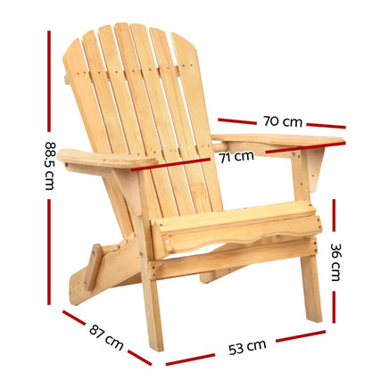 Gardeon Adirondack Outdoor Chairs Wooden Beach Chair Patio Furniture Garden Natural Furniture Kings Warehouse 