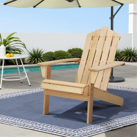 Gardeon Adirondack Outdoor Chairs Wooden Beach Chair Patio Furniture Garden Natural Furniture Kings Warehouse 