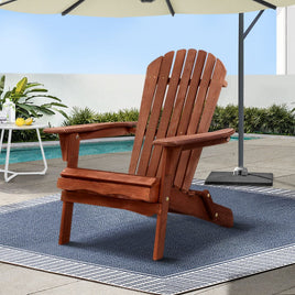 Gardeon Adirondack Outdoor Chairs Wooden Foldable Beach Chair Patio Furniture Brown Furniture Kings Warehouse 