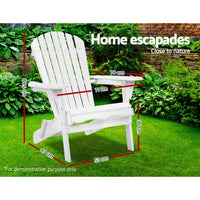 Gardeon Adirondack Outdoor Chairs Wooden Foldable Beach Chair Patio Furniture White Furniture Kings Warehouse 