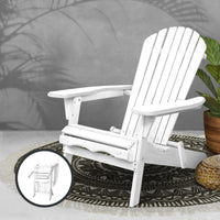 Gardeon Adirondack Outdoor Chairs Wooden Foldable Beach Chair Patio Furniture White Furniture Kings Warehouse 
