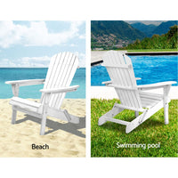 Gardeon Adirondack Outdoor Chairs Wooden Foldable Beach Chair Patio Furniture White Furniture Kings Warehouse 
