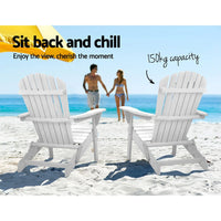 Gardeon Adirondack Outdoor Chairs Wooden Foldable Beach Chair Patio Furniture White Furniture Kings Warehouse 