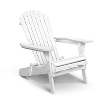 Gardeon Adirondack Outdoor Chairs Wooden Foldable Beach Chair Patio Furniture White Furniture Kings Warehouse 