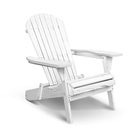 Gardeon Adirondack Outdoor Chairs Wooden Foldable Beach Chair Patio Furniture White Furniture Kings Warehouse 