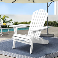 Gardeon Adirondack Outdoor Chairs Wooden Foldable Beach Chair Patio Furniture White Furniture Kings Warehouse 